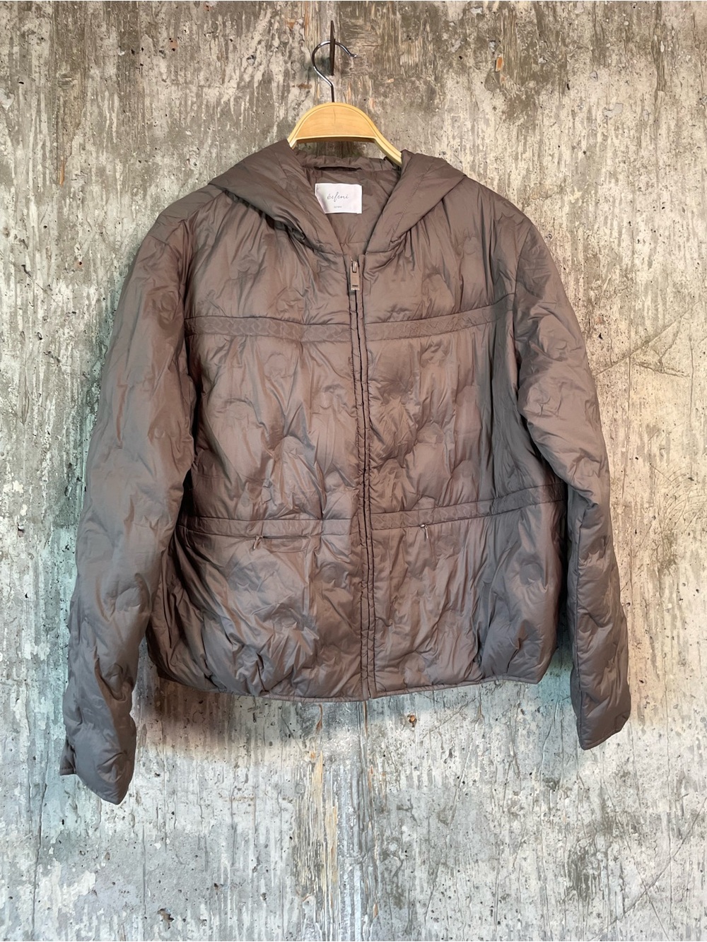 EIFINI Women's Hooded Puffer Jacket Size M in Coffee